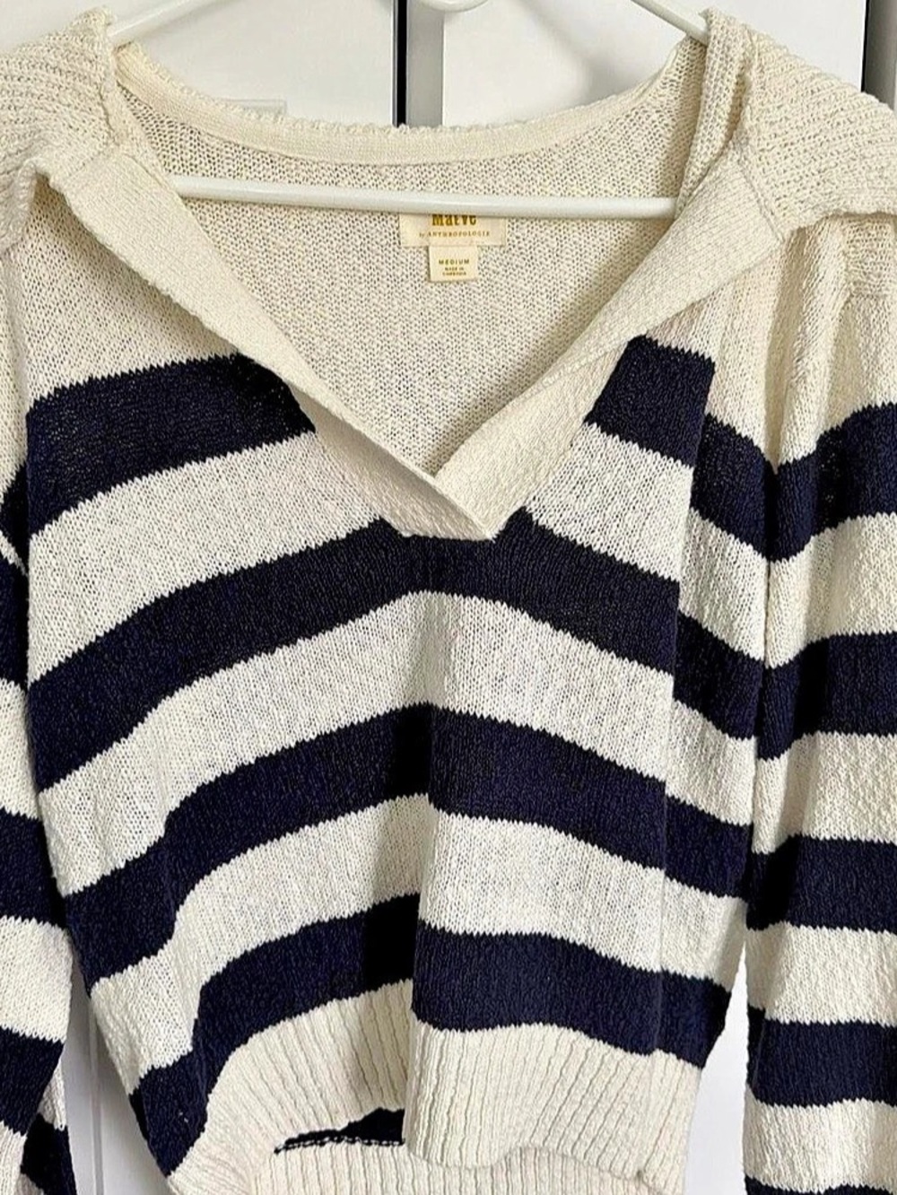 Maeve Striped V-Neck Sweater